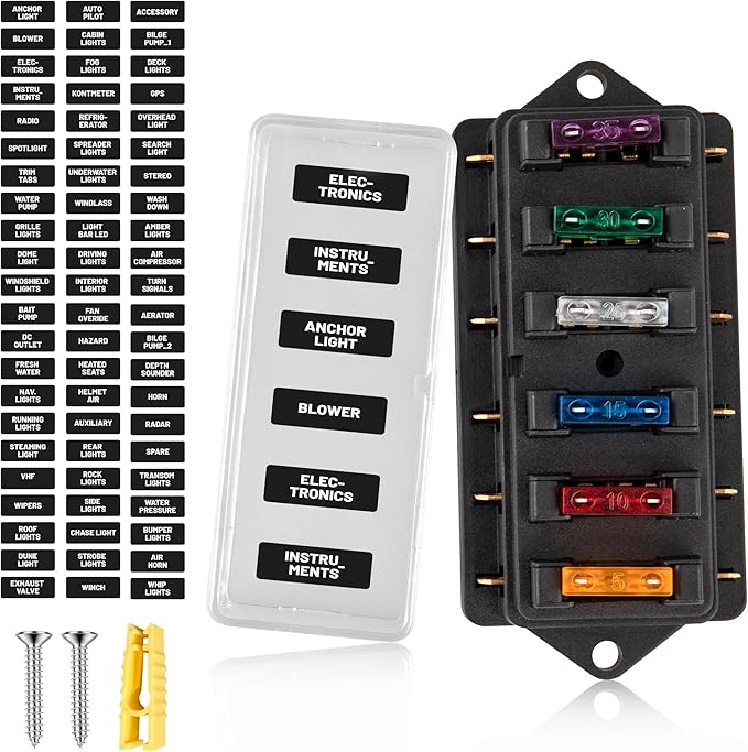 RED WOLF 6 Way Fuse Block Blade Fuse Box by REDWOLF