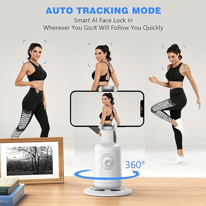 Auto Face Tracking Tripod, 360° Rotation Face Body Phone Camera Mount Smart - Image 6