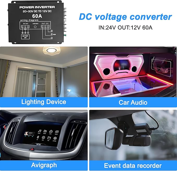 MEIRIYFA DC 24v to 12v 60A Power Converter Inverter, DC Step Down 24v to 12v - Image 7