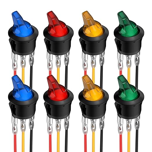 DaierTek Lighted Rocker Toggle Switch UL Listed 12V 20A ON/Off 3 Pin Round LED by DaierTek