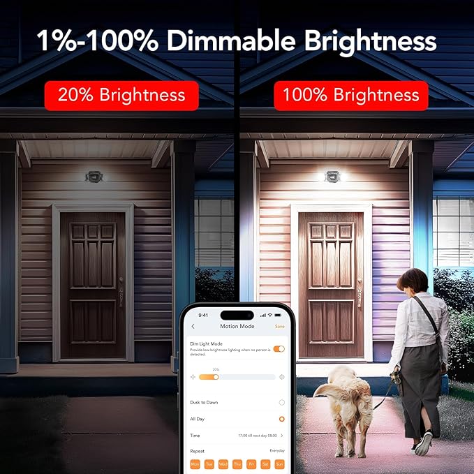 OREiN Motion Sensor Outdoor Lights, AC Smart WiFi Flood Lights Outdoor Connect - Image 3