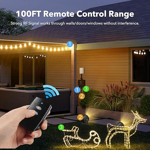 BN-LINK Outdoor Indoor Wireless Remote Control 3-Prong Outlet Weather Proof - Image 6