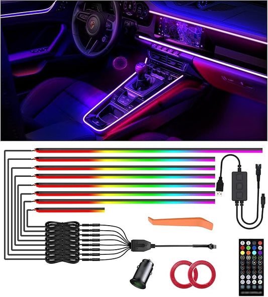 KENANEK 234’’ Acrylic Car Ambient Lighting Kit – 8 RGB LED Light Strips by Unknown