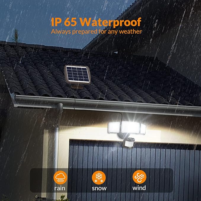 LEPOWER 1600LM LED Solar Security Lights Motion Outdoor, 5500K White Light - Image 5