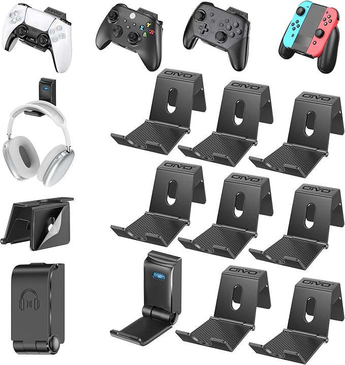 OIVO Controller & Headset Wall Mount Holder Stand, Foldable Headphone Stand by OIVO