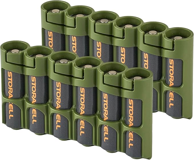 Storacell Slimline AA-6 Battery Storage Caddy and Dispenser, Military Green by Storacell