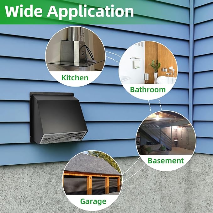 5 inch dryer Vent Cover Exterior Wall Vent Hood Outlet Airflow Vent Dryer - Image 7