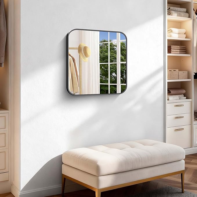 Black Bathroom Mirror, 18 x 18 inch Square Mirrors - Image 4