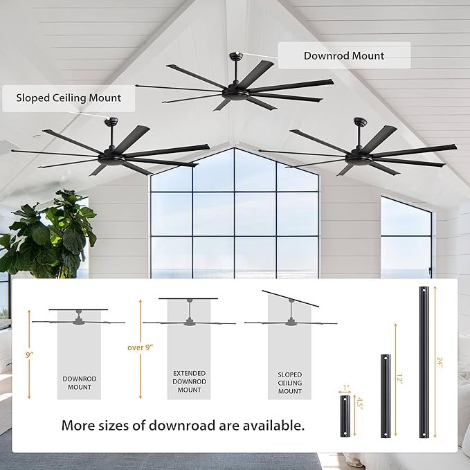 WINGBO 80 Inch Industrial Ceiling Fan without Light, 8 Aluminum Blades Ceiling - Image 7