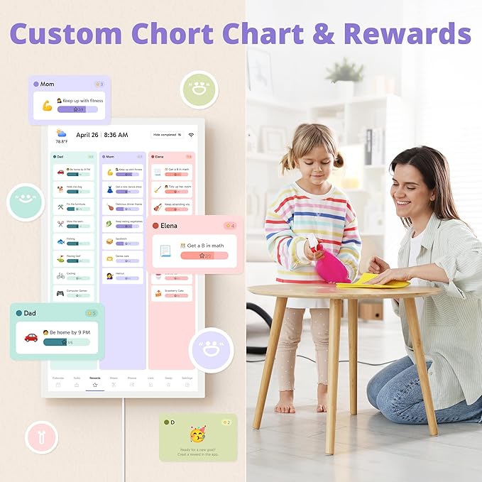 Digital Calendar 32 Inch Touch Screen, Electronic Wall & Desk Calendar Chore - Image 4