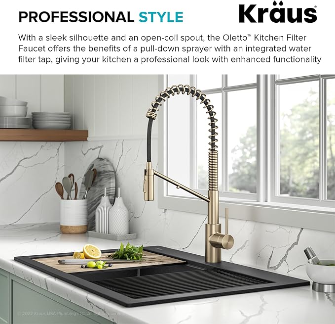 KRAUS Oletto 2-in-1 Commercial Style Pull-Down Single Handle Water Filter - Image 2