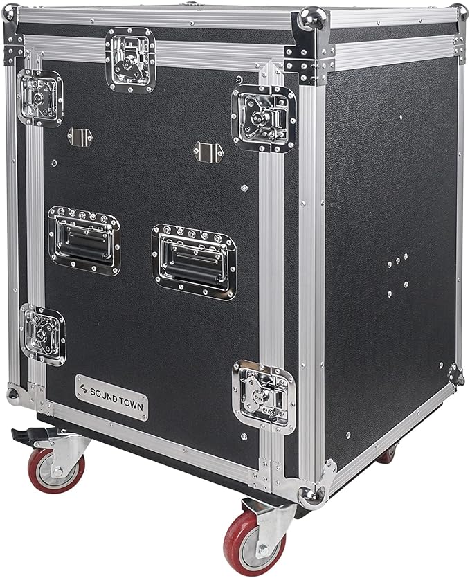 Sound Town Heavy-Duty 1/2" Plywood 14U PA DJ Rack/Road ATA Case - Image 3