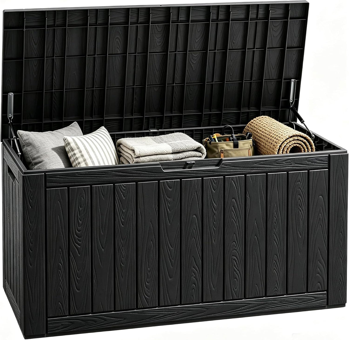 fancyango 110 gallon waterproof deck box, resin outdoor, main product view