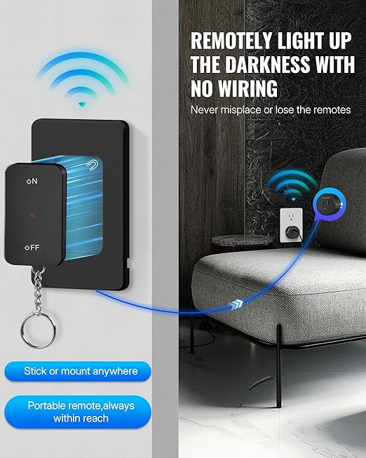 Black Remote Control Outlet, WILAWELS Wireless Light Switch - Image 2