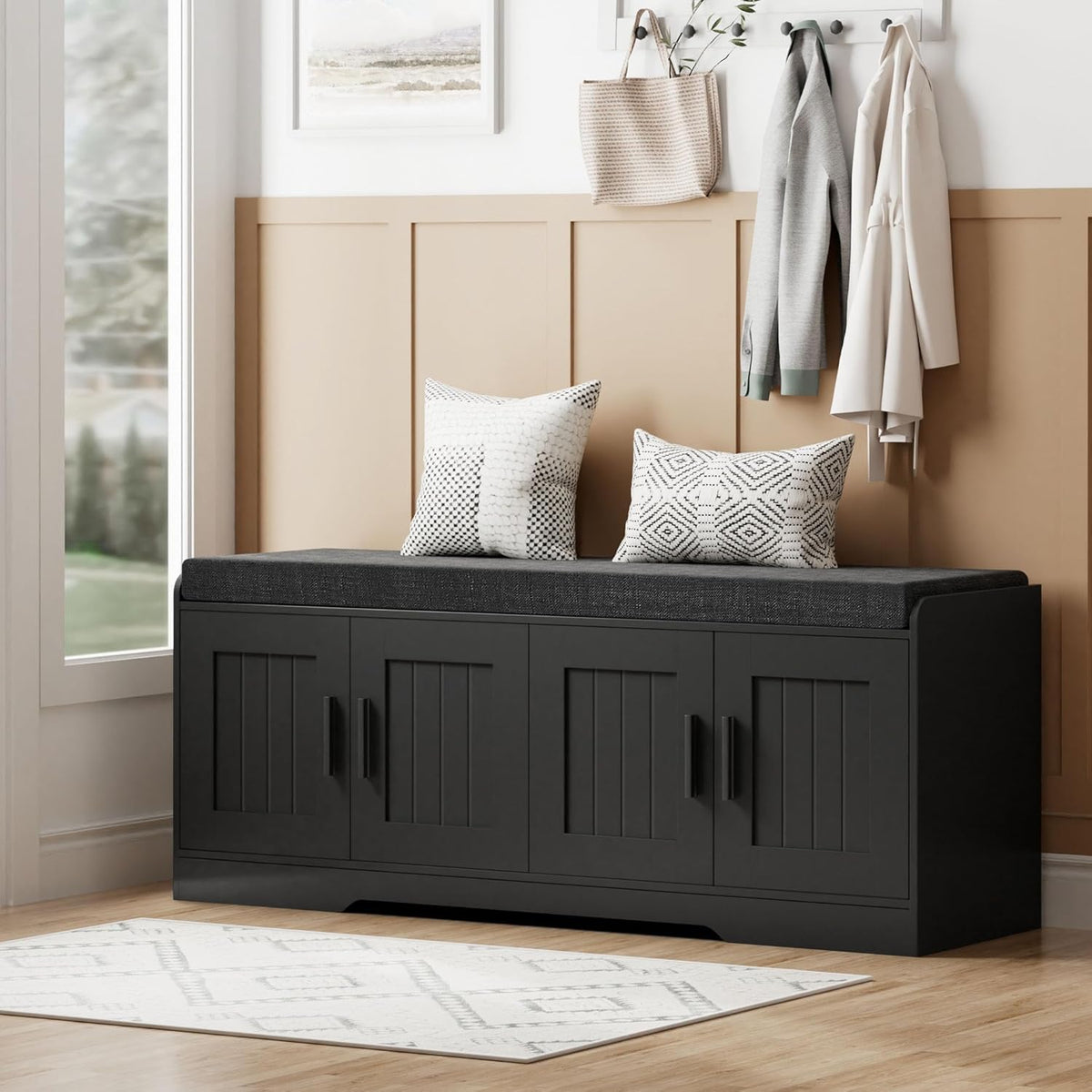 homleke shoe storage bench, 4 doors & thickened, main product view