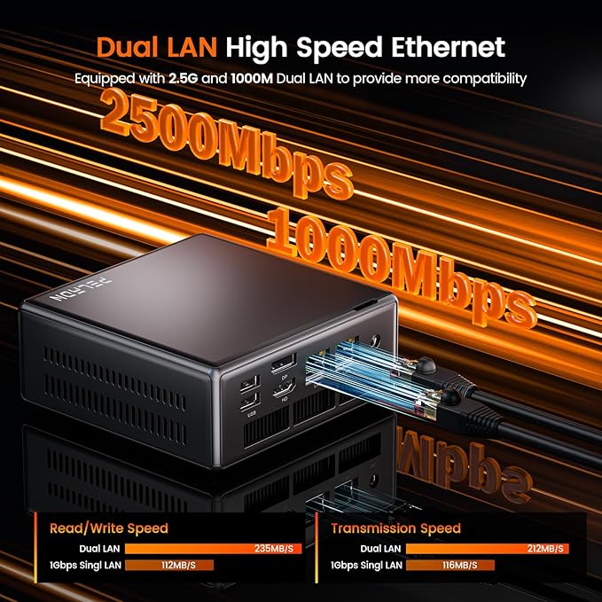PELADN Ryzen Mini PC 5600H, 32GB Dual Channel RAM, 1TB PCIe3.0 SSD, 2.5“ SATA - Image 7
