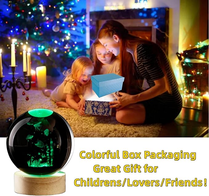 Conalisk 3D Underwater World Crystal Ball Lamp, Lifelike LED Fish Crystal Night - Image 4
