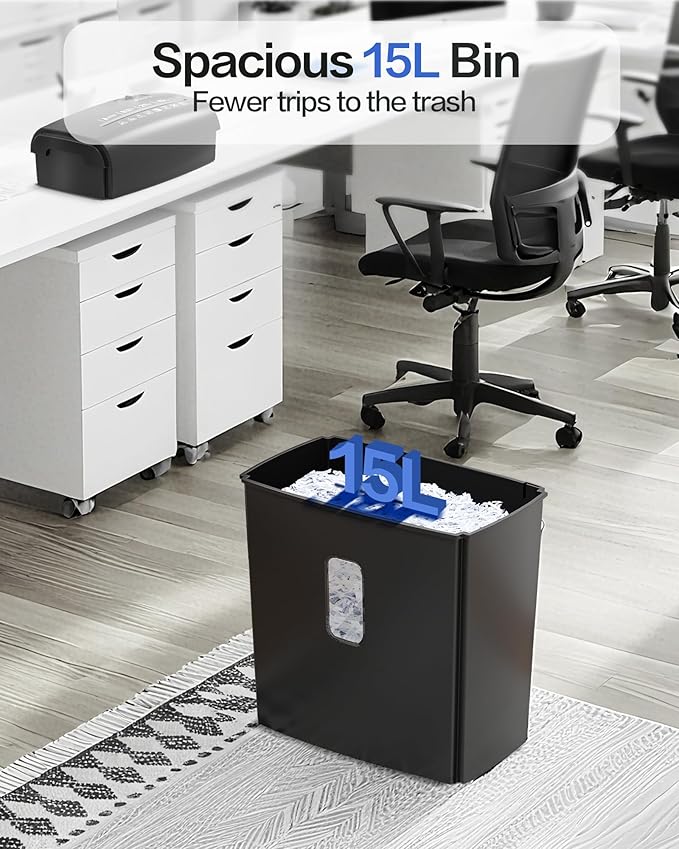 Locksworth 8-Sheet Micro-Cut Paper Shredder, P4 High Security, 4 Gallon Bin - Image 6
