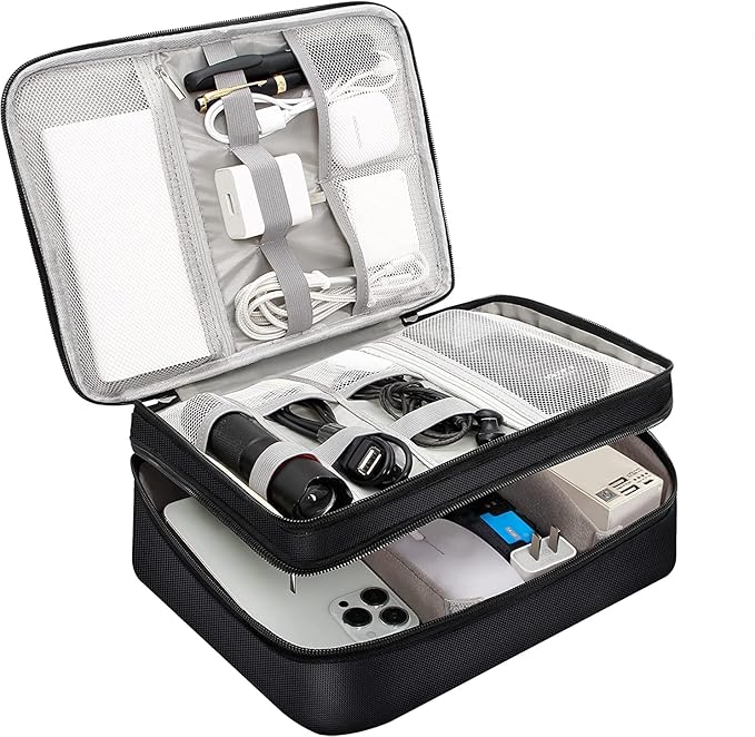 Electronics Travel Organizer, Double Layer Cable Organizer Bag Waterproof - Image 8