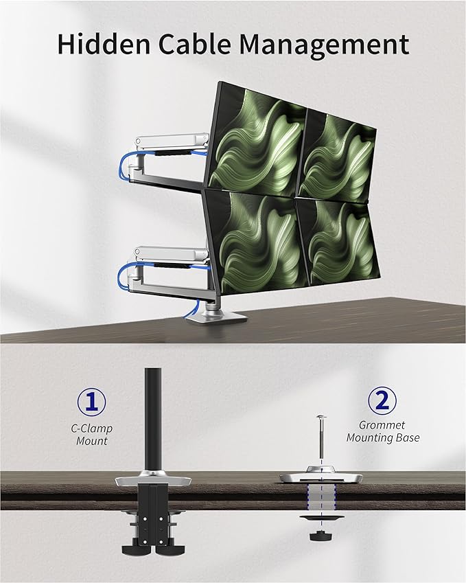 Ergounion Quad Monitor Mount, Holds Screens up to 40 Inches and 25 lbs - Image 7