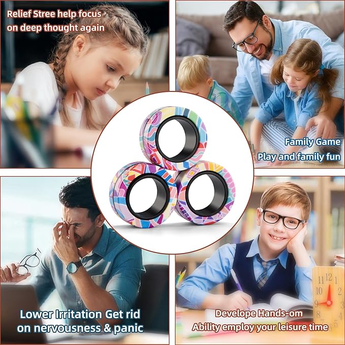 Magnetic Rings Fidget Toys for Adults, Fidget Spinner Rings for Anxiety Relief - Image 5