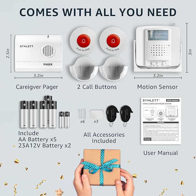 SYNLETT Caregiver Pager Wireless Call Buttons Motion Sensor Alarm Indoor - Image 7
