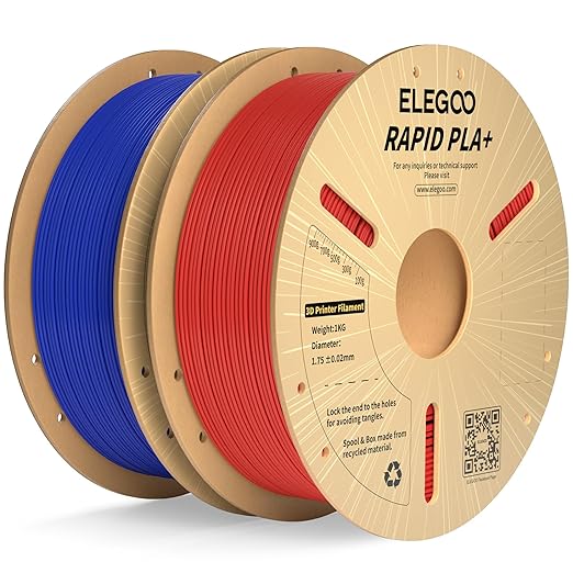 ELEGOO Rapid PLA Plus Filament 1.75mm Blue & Red 2KG, PLA+ 3D Printer Filament by ELEGOO