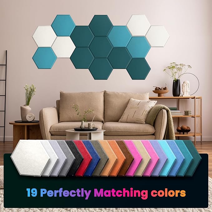 Self-Adhesive Acoustic Panels, 12 Pack Hexagon Sound Proof Foam Panels - Image 6