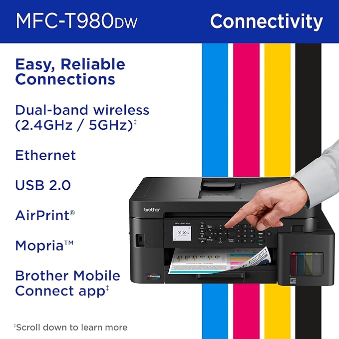 Brother INKvestment Tank 980 Wireless and Ethernet Color Inkjet All-in-One - Image 7