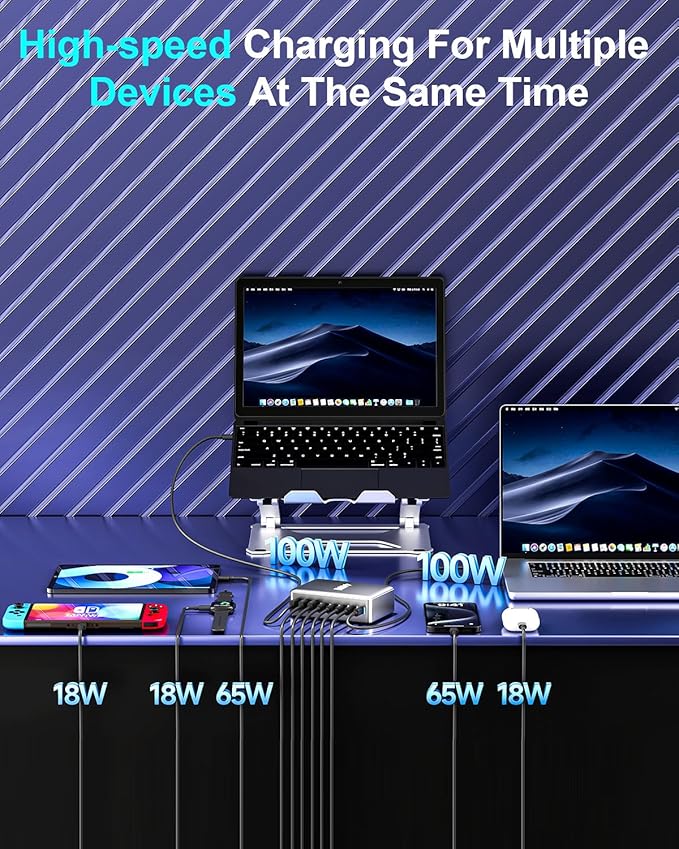 440W Fast USB C GAN Charger Block 8 Port Charging Station HUB Brick Dual PD PPS - Image 2