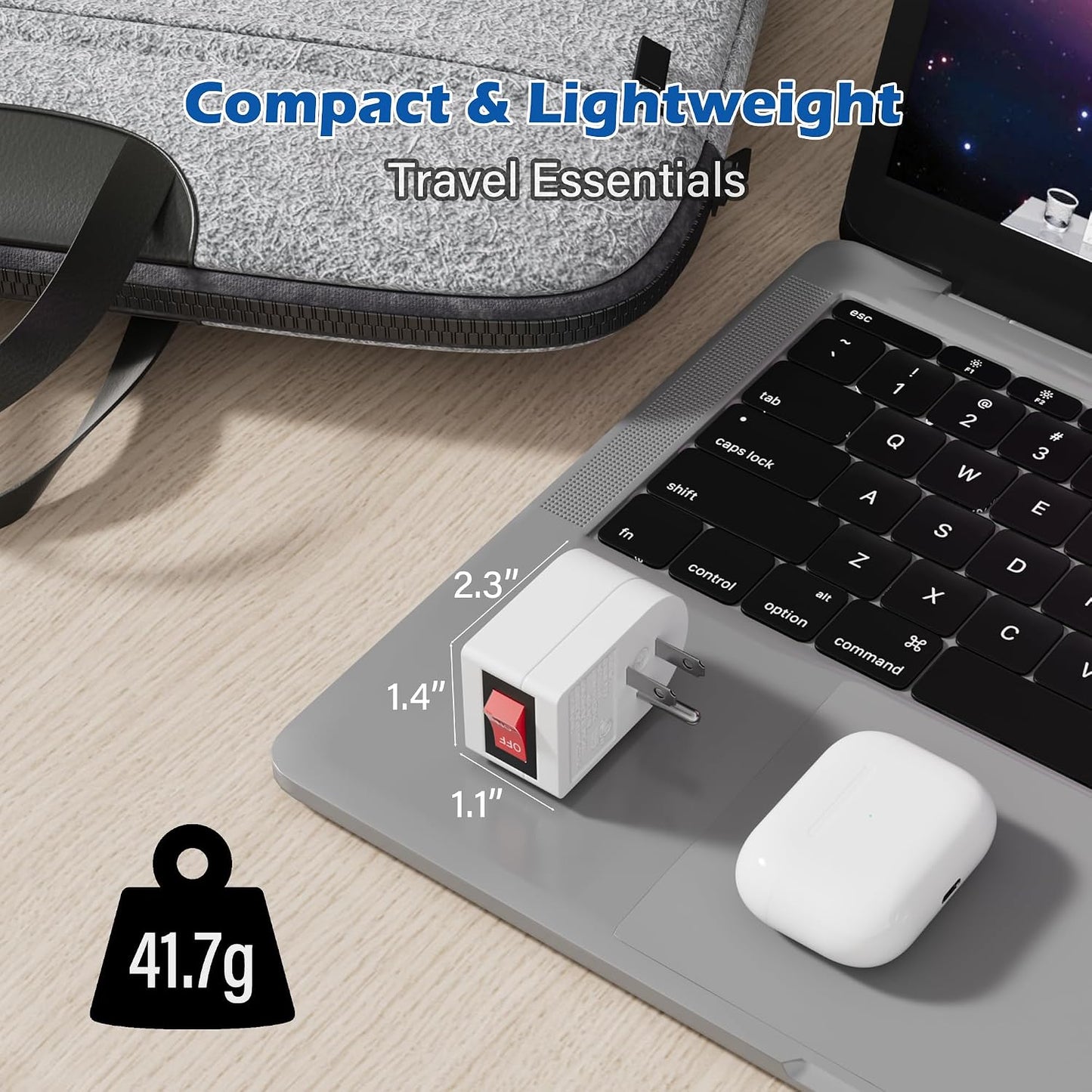 HiFind Grounded Outlet Extender with ON/Off Switch (2 Pack), 3 Prong Single Port Power Adapter, Energy & Space Saving Wall Tap Plug with Red Indicator for Light & Small Appliance, ETL, White