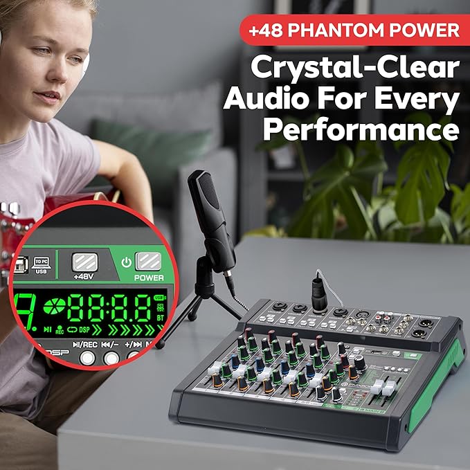 Pyle 8-Channel Audio Mixer, USB Interface, MP3 Compatible, XLR Inputs and LED - Image 4