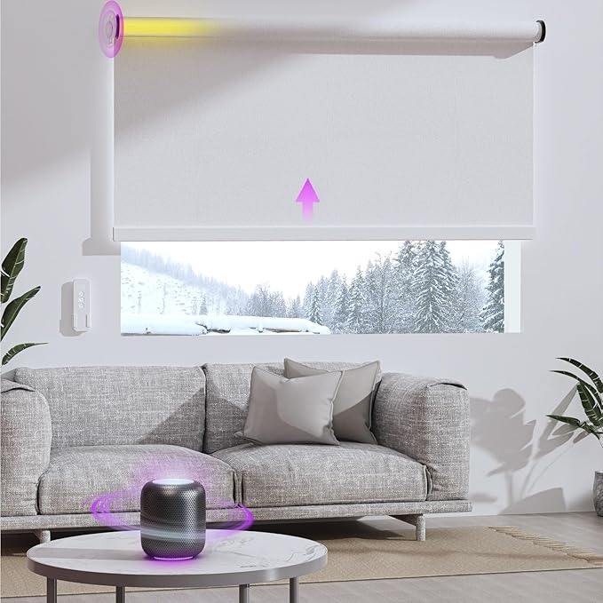 Astomi Motorized Roller Shades for Windows, Effortless Remote & Voice Control by Astomi