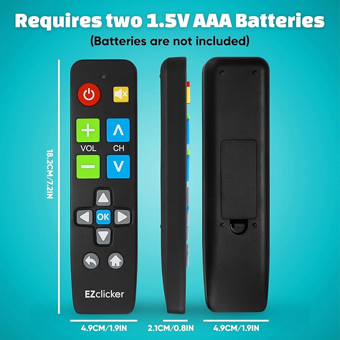 EZclicker Big Button Universal TV Remote Simple Easy to Use, Works - Image 8