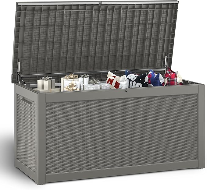 NUNU LAB 300 Gallon Outdoor Storage Box, Resin Large Sturdy Deck Box, Backyard - Image 7
