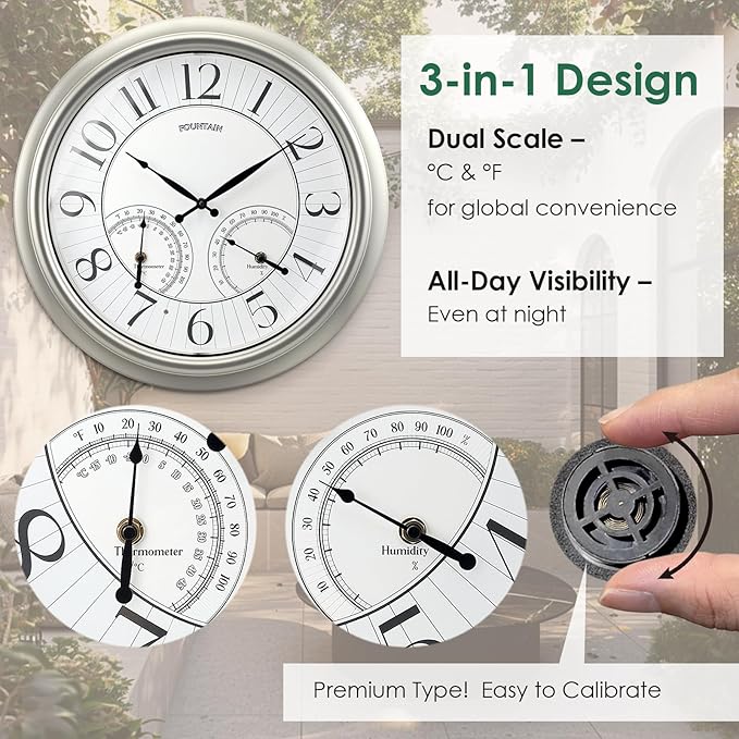 FOUNTAIN DESIGNS 18" Illuminated in/Outdoor Clock - Image 4