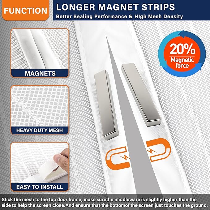 Magnetic Screen Door，Screen Door Mesh，Keep Bugs Out, Heavy-Duty Mesh Curtain - Image 5
