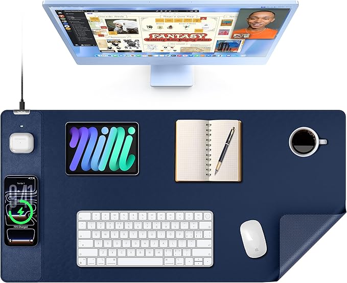 TopMade Mouse Pad with 15W Wireless Charging, XXL Large Leather Desk Mat by TopmadeProduct-Ordernow