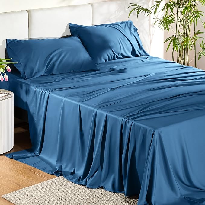Bedsure California King Sheet Sets, Cooling Sheets, Rayon Derived from Bamboo by BEDSURE