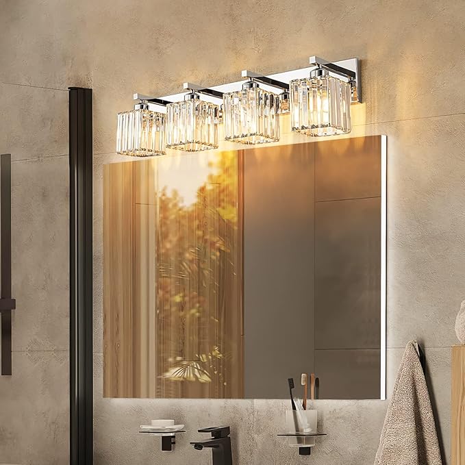 FDPBY Modern 4-Light Chrome Crystal Bathroom Vanity Light Fixtures - Image 3