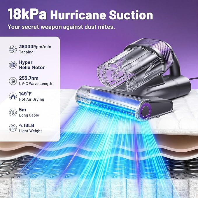 LED Display Mattress Vacuum Cleaner, 18Kpa Bed Vacuum Cleaner - Image 3