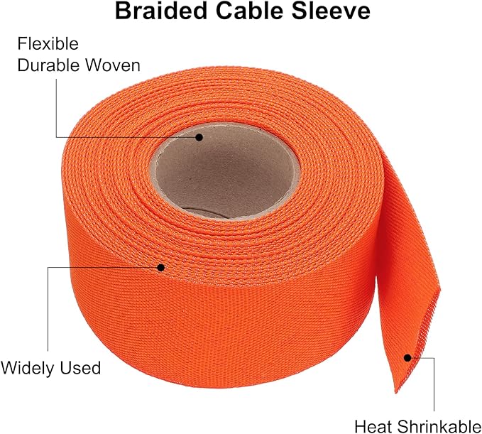MECCANIXITY Braided Cable Sleeves Heat Shrinkable Fabric Sleeving, 1 9/16" 33ft - Image 4