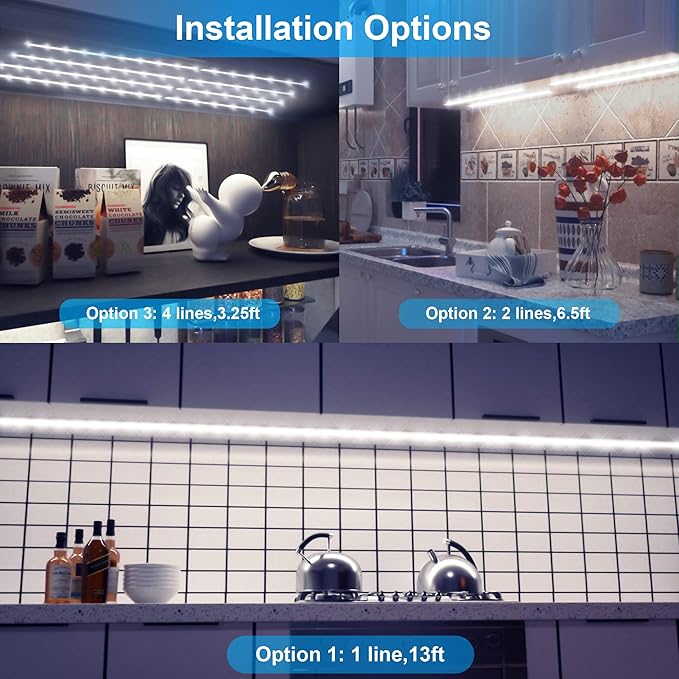 LAFULIT 8 PCS Under Cabinet Lighting Kit, Bright Under Cabinet Lights, Flexible - Image 2