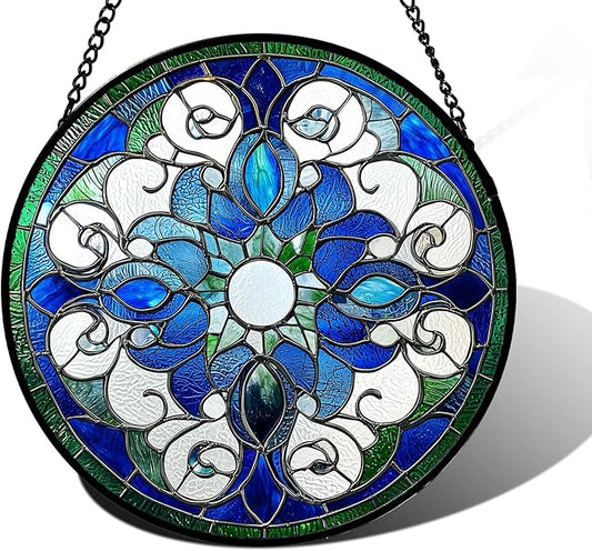 DASTOLL Stained Glass Window Hanging, Boho Style Sun Catchers Diamond Glass by DASTOLL
