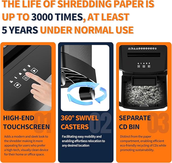 KRT Ultra-Quiet Paper Shredder 38dB, 30 Min Run Time, 15 Sheet Cross-Cut - Image 7