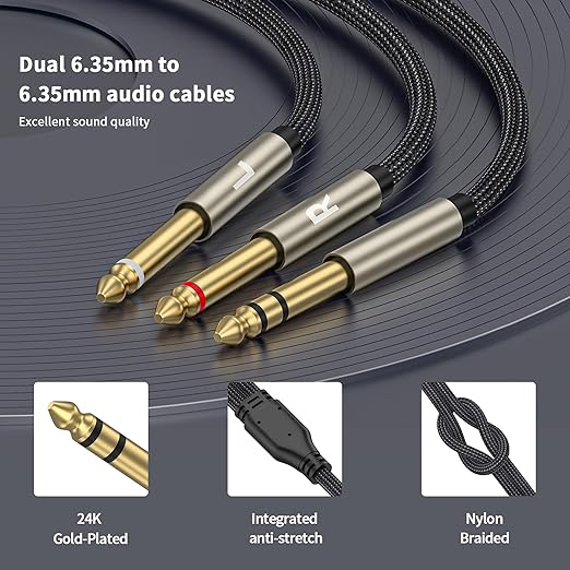 ZTOXLR 1/4 inch TRS Stereo Y-Splitter Insert Cable, 1/4 Inch Male Jack to Dual - Image 4