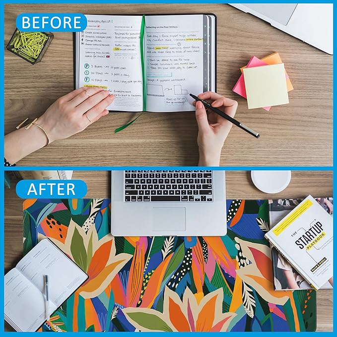 EOBKLAX Colorful Tropical Floral Large Gaming Mouse Pad, Waterproof Desk Mat - Image 6