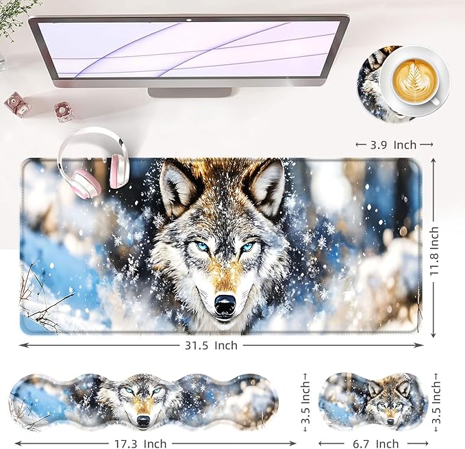 BFUKVOU Large Keyboard Mouse Pad Set, Extended Mouse Pad+Keyboard Wrist Rest - Image 6