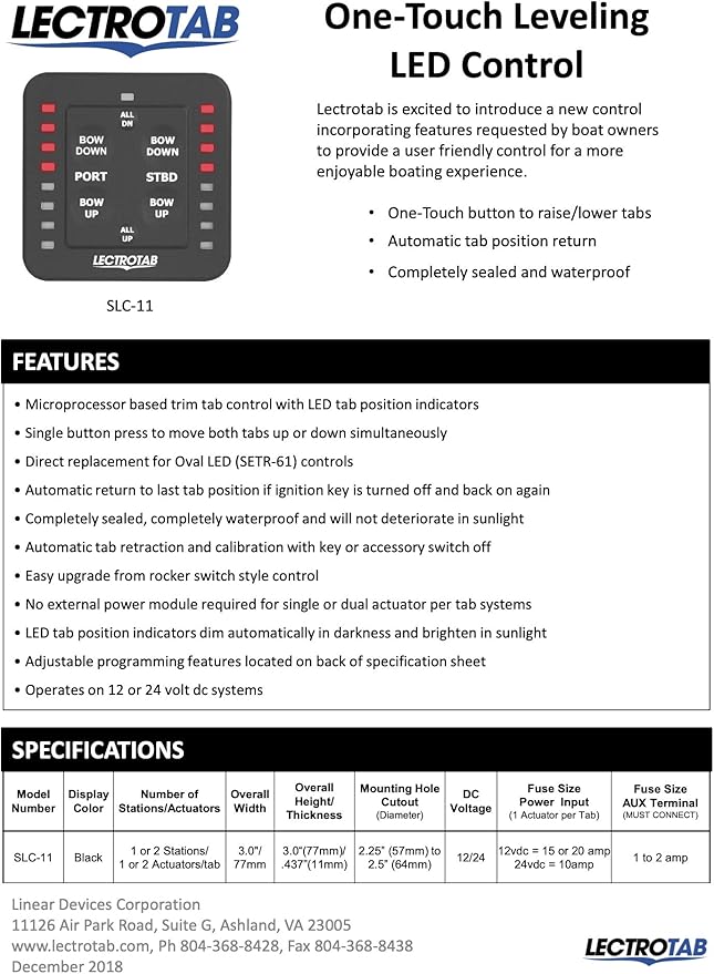 Lectrotab SLC-11 LED One-Touch Leveling Trim Tab Control - Image 3