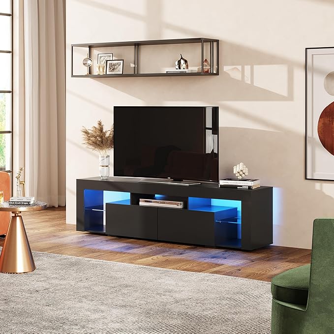 WLIVE 63 inch TV Stand for 50 55 60 65 70 75 Inch TVs, Modern Entertainment - Image 9